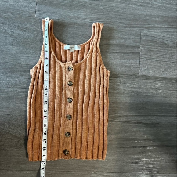 3/$20⚡️Loft Orange Sleeveless Knit Ribbed Button Up Sweater Tank Top - Picture 9 of 14